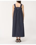 Marineblaues langes Kleid aus Baumwollpopeline