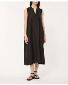 Zwarte Jining linnen wijd uitlopende jurk