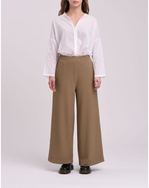 Kamelfarbene Hose Sophino aus Baumwolle mit weitem Beinschnitt