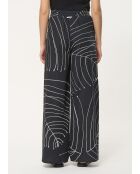 Jusanka schwarze weite Baumwollhose mit Pflanzenprint