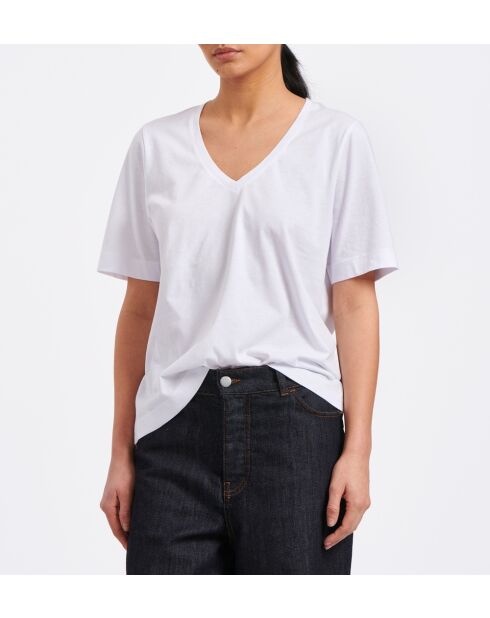 Wit T-shirt van biologisch katoen in Bourdon