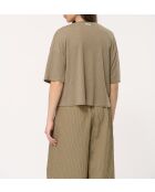 Locker geschnittenes Leinen-T-Shirt Josie Army