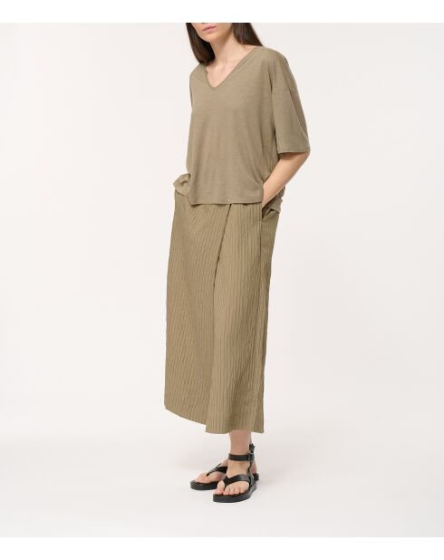 Locker geschnittenes Leinen-T-Shirt Josie Army