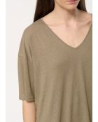 Locker geschnittenes Leinen-T-Shirt Josie Army