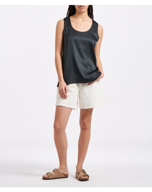 Tassilo ärmelloses schwarzes Satintop