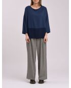 Rechte top van bi-materiaal bevat marineblauwe Cajou-wol