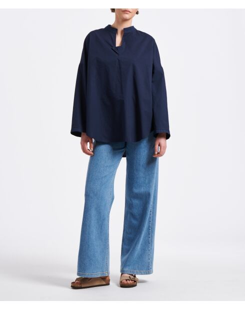 Bulot marineblaues Oversize-Langarmshirt aus Baumwolle