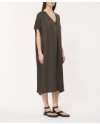 Rechte jurk van Bunta in chocolade