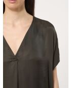 Rechte jurk van Bunta in chocolade