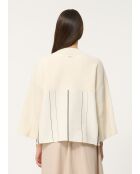 Ampia felpa bimateriale in cotone Tongo ecrù