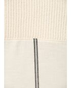 Ampia felpa bimateriale in cotone Tongo ecrù