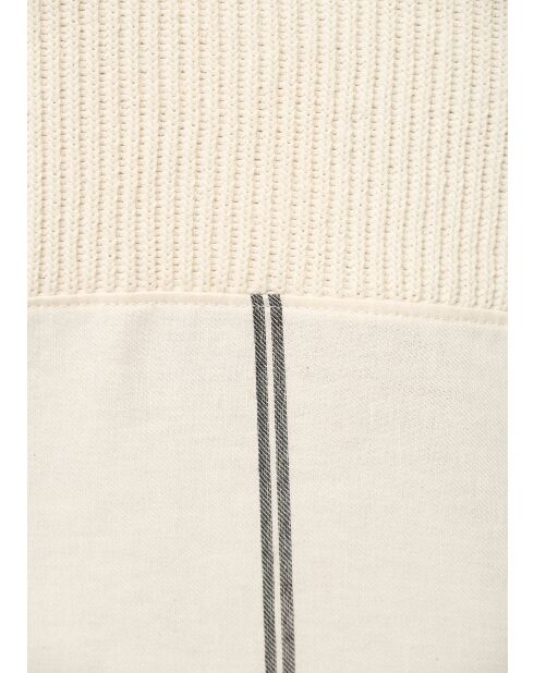 Ampia felpa bimateriale in cotone Tongo ecrù