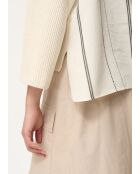 Ampia felpa bimateriale in cotone Tongo ecrù