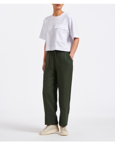 Khakifarbene 7/8-Leinenhose Bob