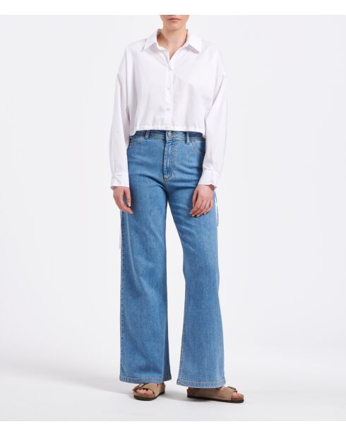 Bussy Stone tweepersoons katoenen jeans met lichte taille en hoge taille