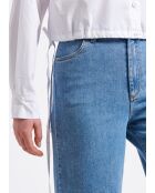 Leichte, hoch taillierte Flare-Jeans aus Baumwolle mit doppelter Taille von Bussy Stone