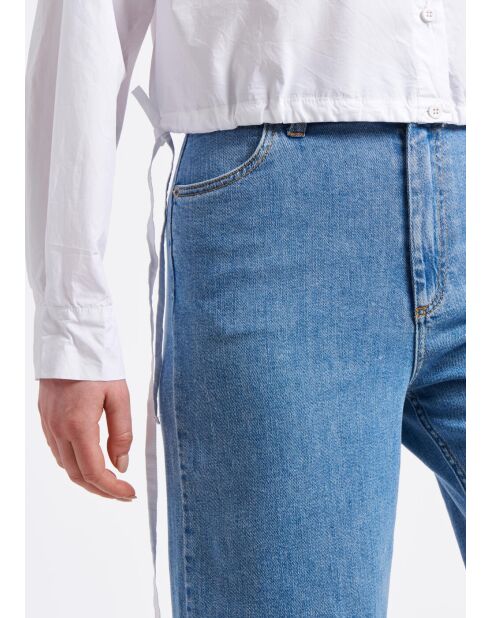 Bussy Stone tweepersoons katoenen jeans met lichte taille en hoge taille