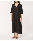 Langes schwarzes Leinenkleid Jordani