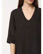 Langes schwarzes Leinenkleid Jordani