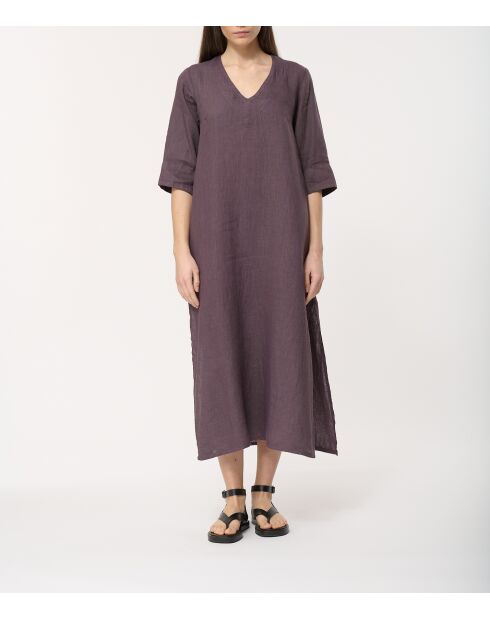 Jordani pruimkleurige linnen lange jurk