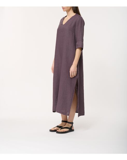 Jordani pruimkleurige linnen lange jurk