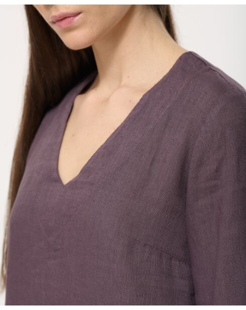 Jordani pruimkleurige linnen lange jurk