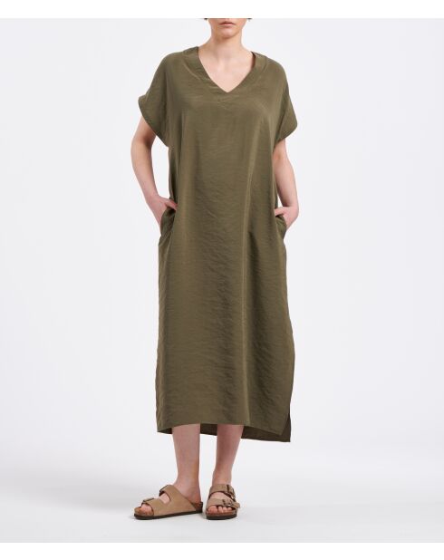 Babea midi-jurk van modaal met militaire textuur