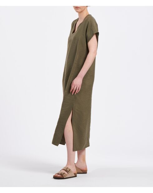 Babea midi-jurk van modaal met militaire textuur