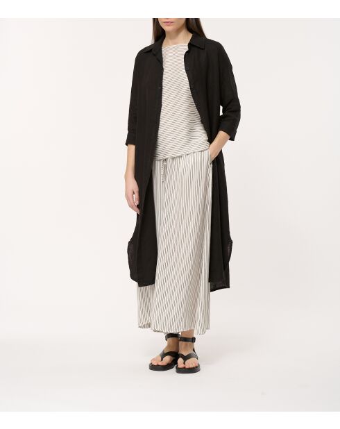 Schwarzes gerades Hemdkleid Talicia aus Leinen