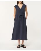 Navyblaues strukturiertes Kapuzenkleid Joy