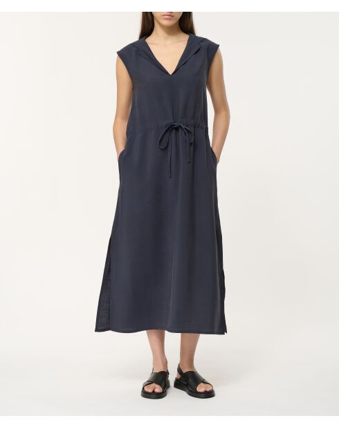 Navyblaues strukturiertes Kapuzenkleid Joy