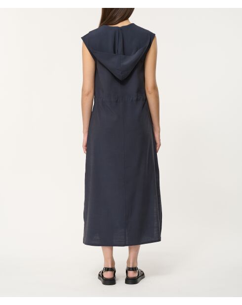 Navyblaues strukturiertes Kapuzenkleid Joy