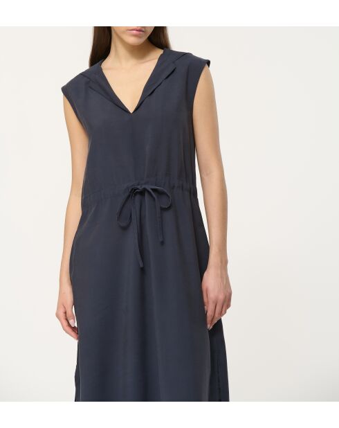 Navyblaues strukturiertes Kapuzenkleid Joy