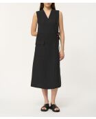 Jane langes Wickelkleid aus Leinenmischung, schwarz