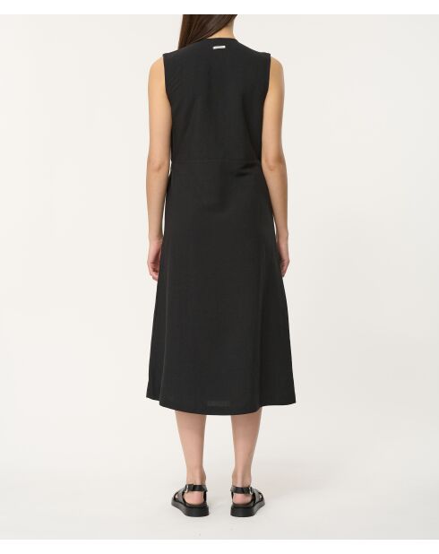 Jane langes Wickelkleid aus Leinenmischung, schwarz