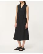 Jane langes Wickelkleid aus Leinenmischung, schwarz