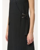 Jane langes Wickelkleid aus Leinenmischung, schwarz