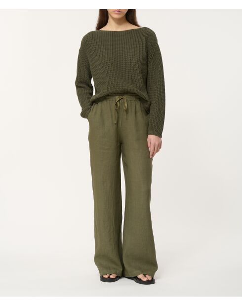 Maglione in maglia traforata ampia color kaki Jazzy