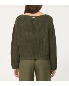 Maglione in maglia traforata ampia color kaki Jazzy