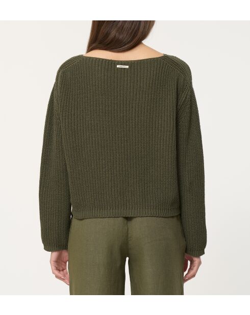 Maglione in maglia traforata ampia color kaki Jazzy