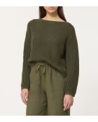 Maglione in maglia traforata ampia color kaki Jazzy