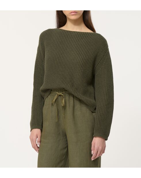 Maglione in maglia traforata ampia color kaki Jazzy