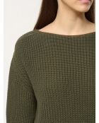 Maglione in maglia traforata ampia color kaki Jazzy