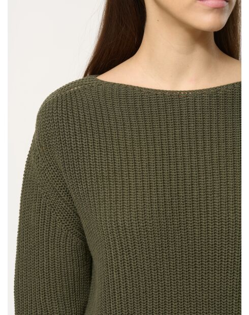 Maglione in maglia traforata ampia color kaki Jazzy