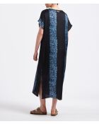 Tabea marineblauwe gestreepte lange jurk met stropdas en kleurstof en overtrek