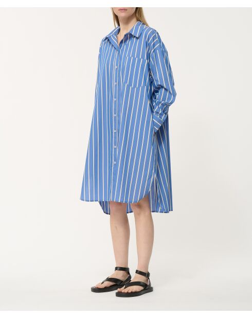 Joyce bel air gestreepte katoenen popeline hemdjurk