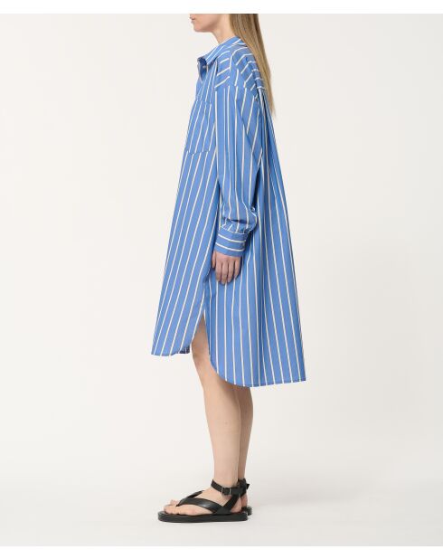 Joyce bel air gestreepte katoenen popeline hemdjurk