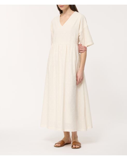 Ecrufarbenes, besticktes Oversize-Kleid aus Baumwollvoile Johanna