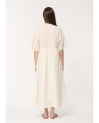 Ecrufarbenes, besticktes Oversize-Kleid aus Baumwollvoile Johanna