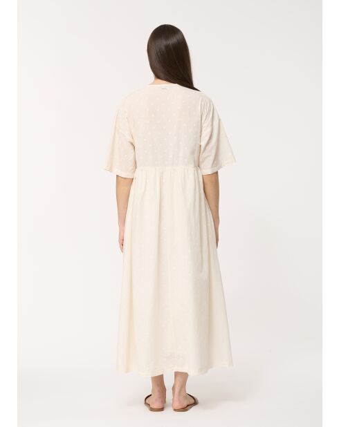 Ecrufarbenes, besticktes Oversize-Kleid aus Baumwollvoile Johanna
